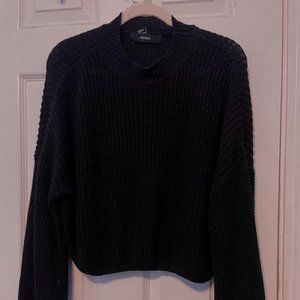Forever 21 Black Mockneck Cropped Knit Sweater